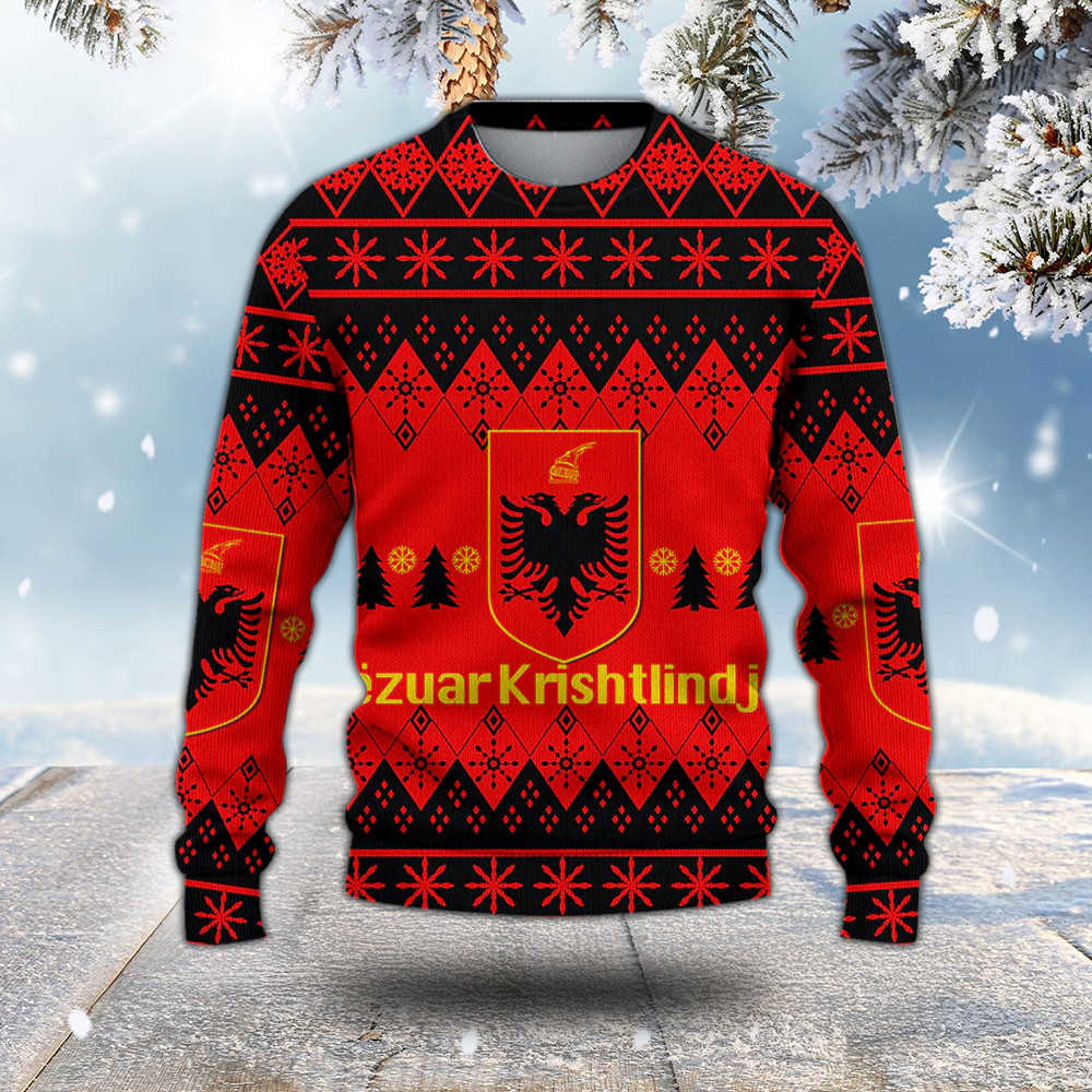 Albania Christmas Gezuar Krishtlindjet Ugly Pattern Sweatshirt Christmas Gift For Brother