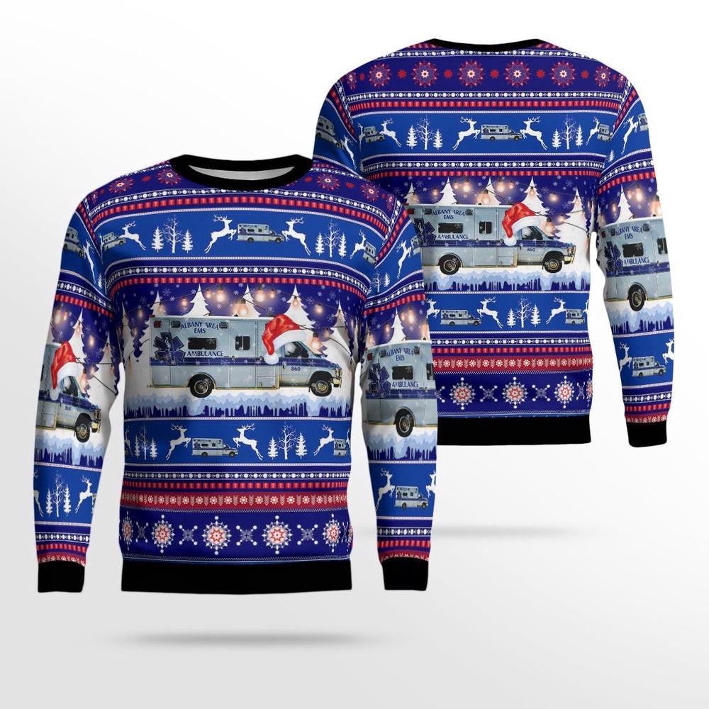 Albany Wisconsin 860 Albany EMS AOP Ugly Sweater Xmas Unisex Sweater Christmas Gifts for Men Women