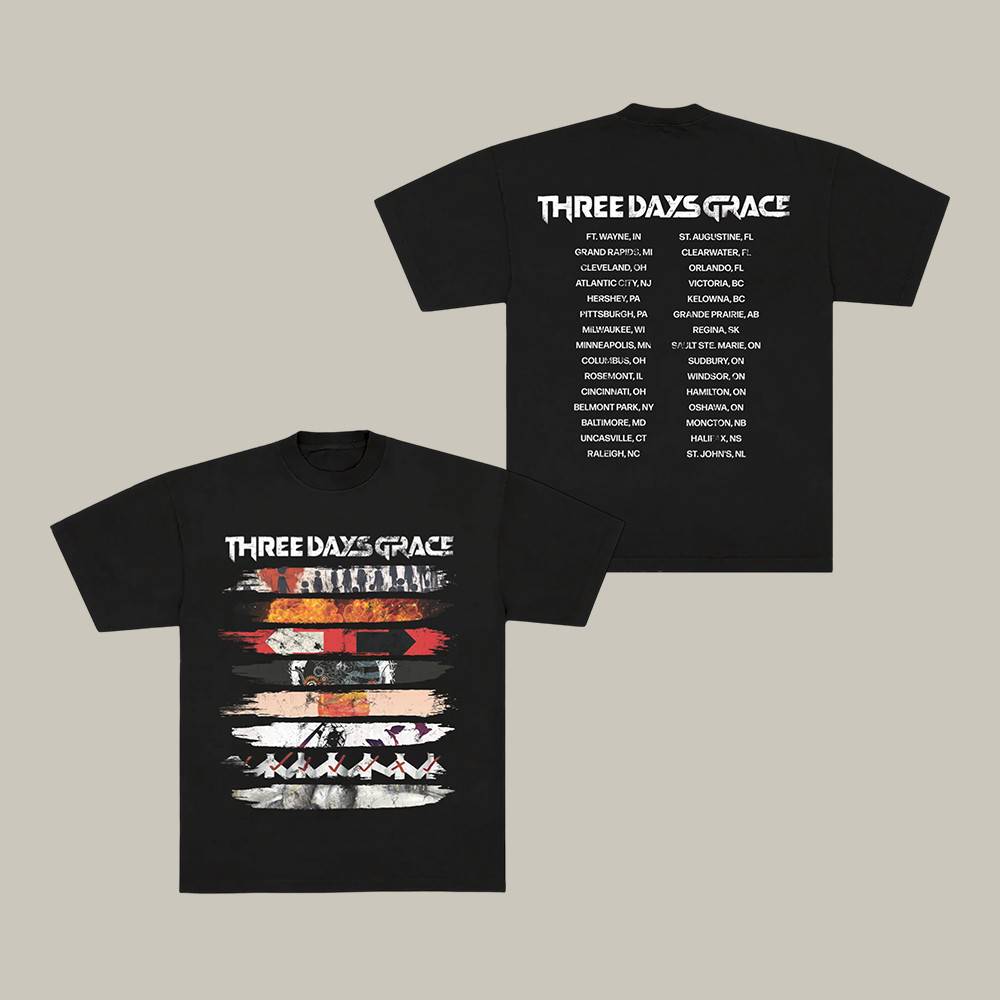 Album Stripe Tour Three Days Grace T-Shirt Rock Music Band Shirt Unique Gift For Fans