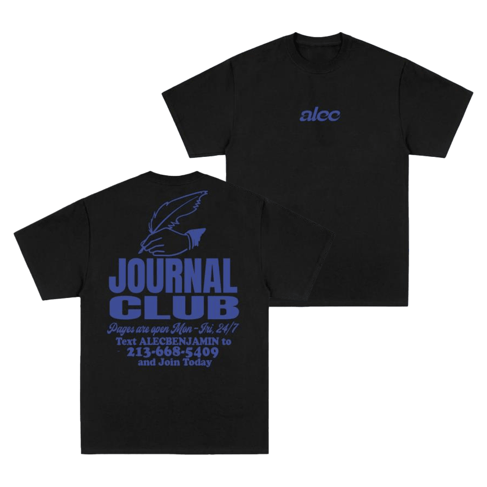 Alec Benjamin Merch Journal Club Black T-Shirt Gifts For Music Enthusiasts Alec Benjamin Merch Journal Club Black T-Shirt Gifts For Music Enthusiasts