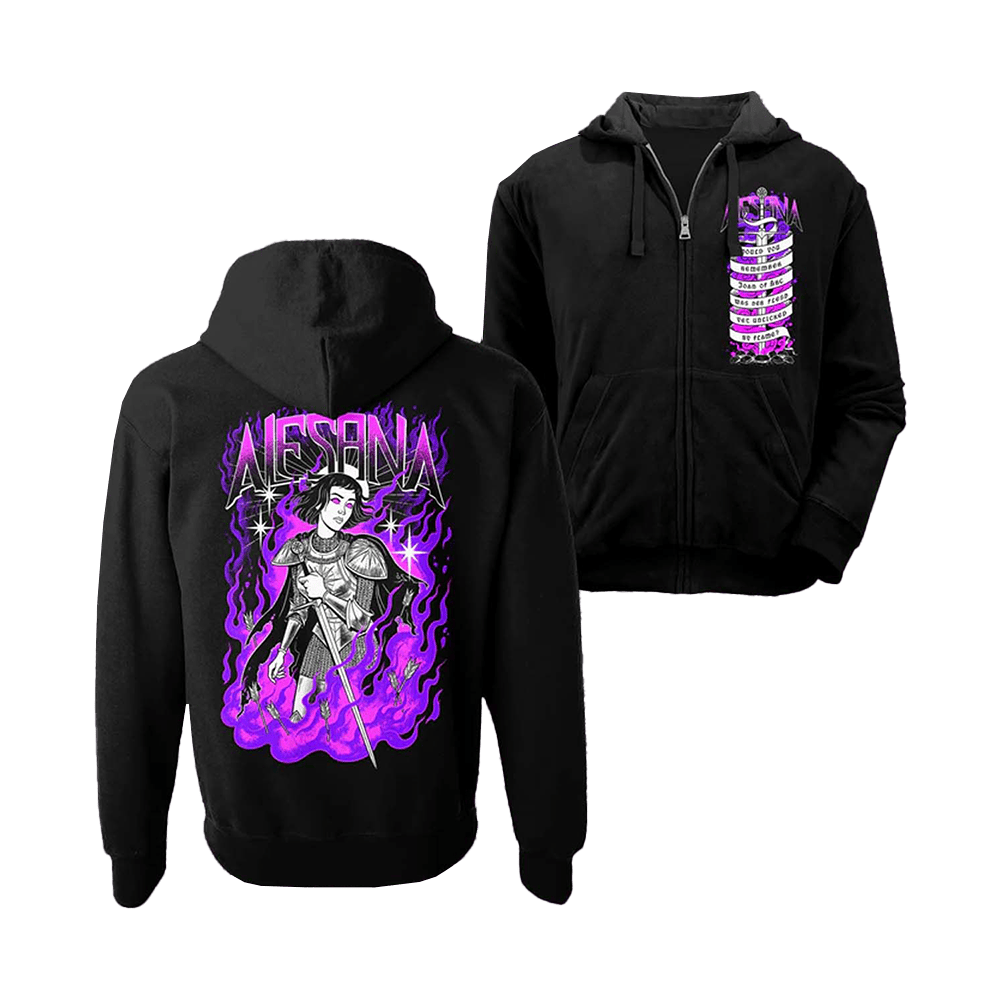Alesana Merch Joan Of Arc Zip Up Hoodie Music Related Gifts For Guys