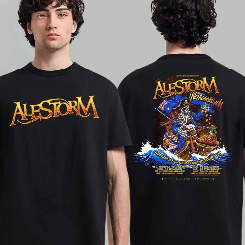 Alestorm And Nekrogoblikon Australia And New Zealand Tour 2025 T-Shirt Music Gift Ideas For Guys Alestorm And Nekrogoblikon Australia And New Zealand Tour 2025 T-Shirt Music Gift Ideas For Guys