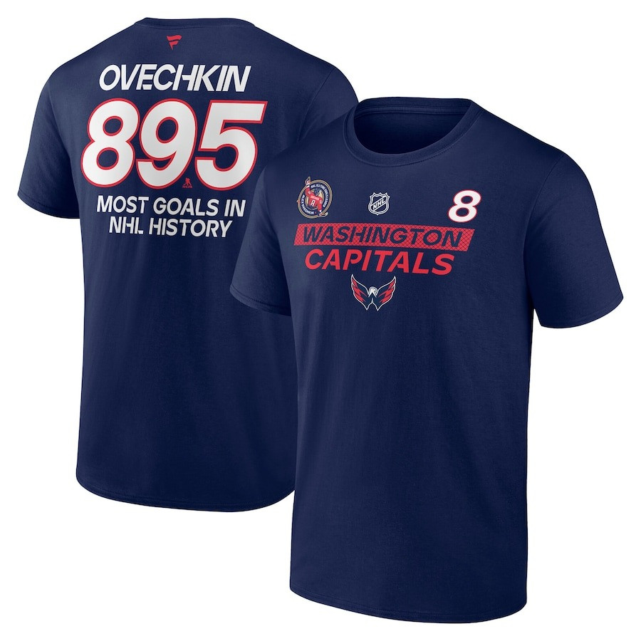 Alex Ovechkin 895 Shirt Mens Most Gold IN NHL History Washington Capitals Hockey Fan Gifts