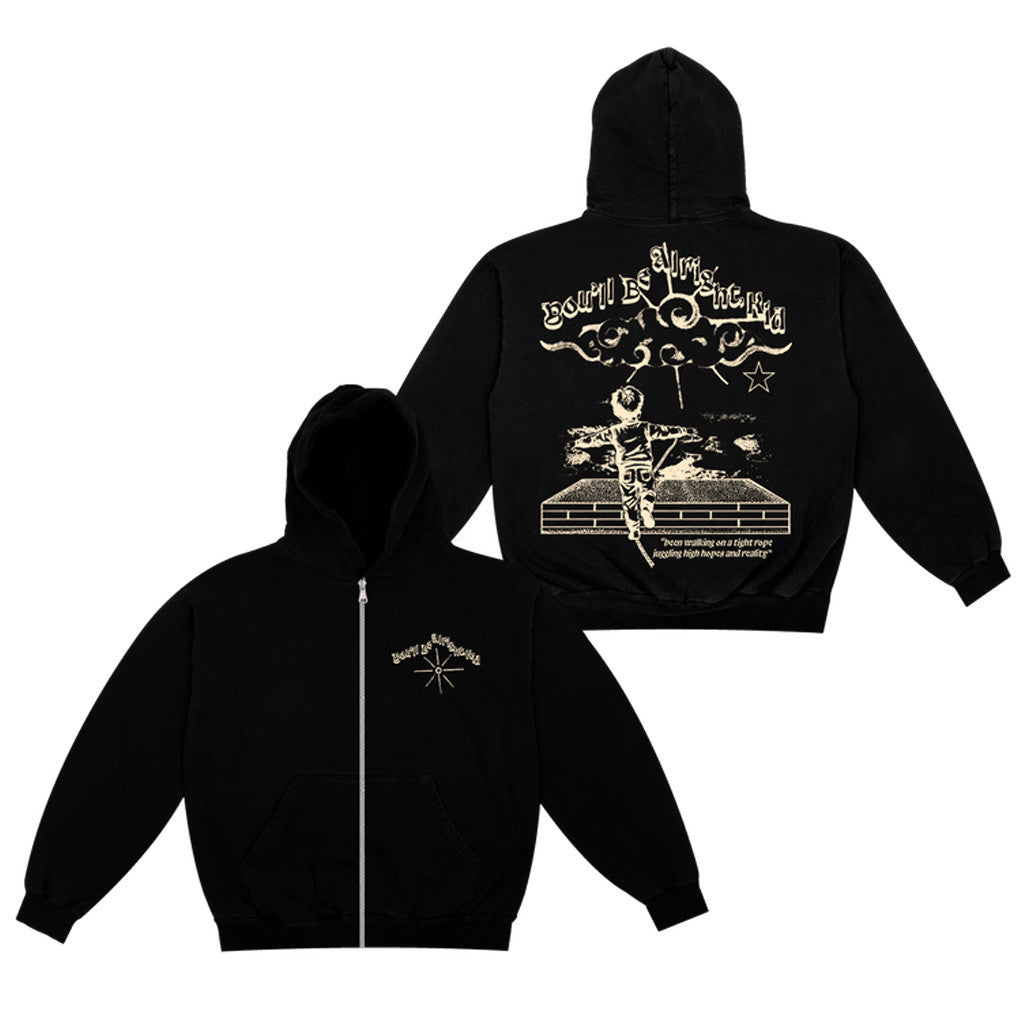 Alex Warren Merch You'll Be Alright Kid Black Zip Hoodie Gifts For Friends Alex Warren Merch You'll Be Alright Kid Black Zip Hoodie Gifts For Friends
