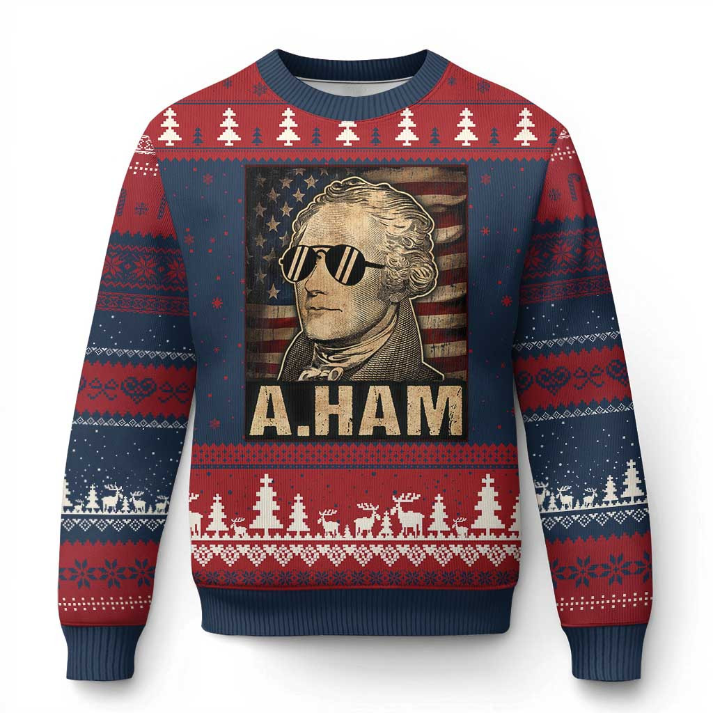 Alexander Hamilton Ugly Christmas Sweater American Flag Jumper Patriotic Themed Gifts