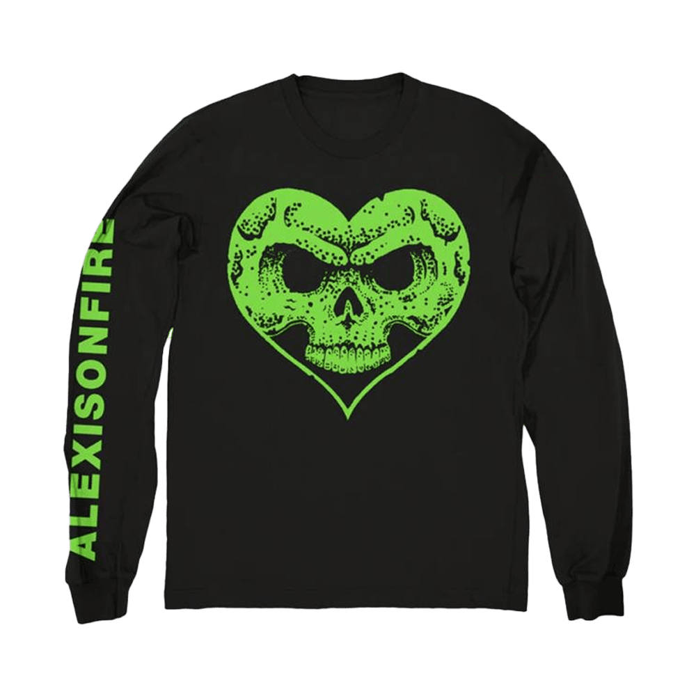 Alexisonfire Merch Green Heart Skull Long Sleeve Shirt Gifts For Band Fans Alexisonfire Merch Green Heart Skull Long Sleeve Shirt Gifts For Band Fans
