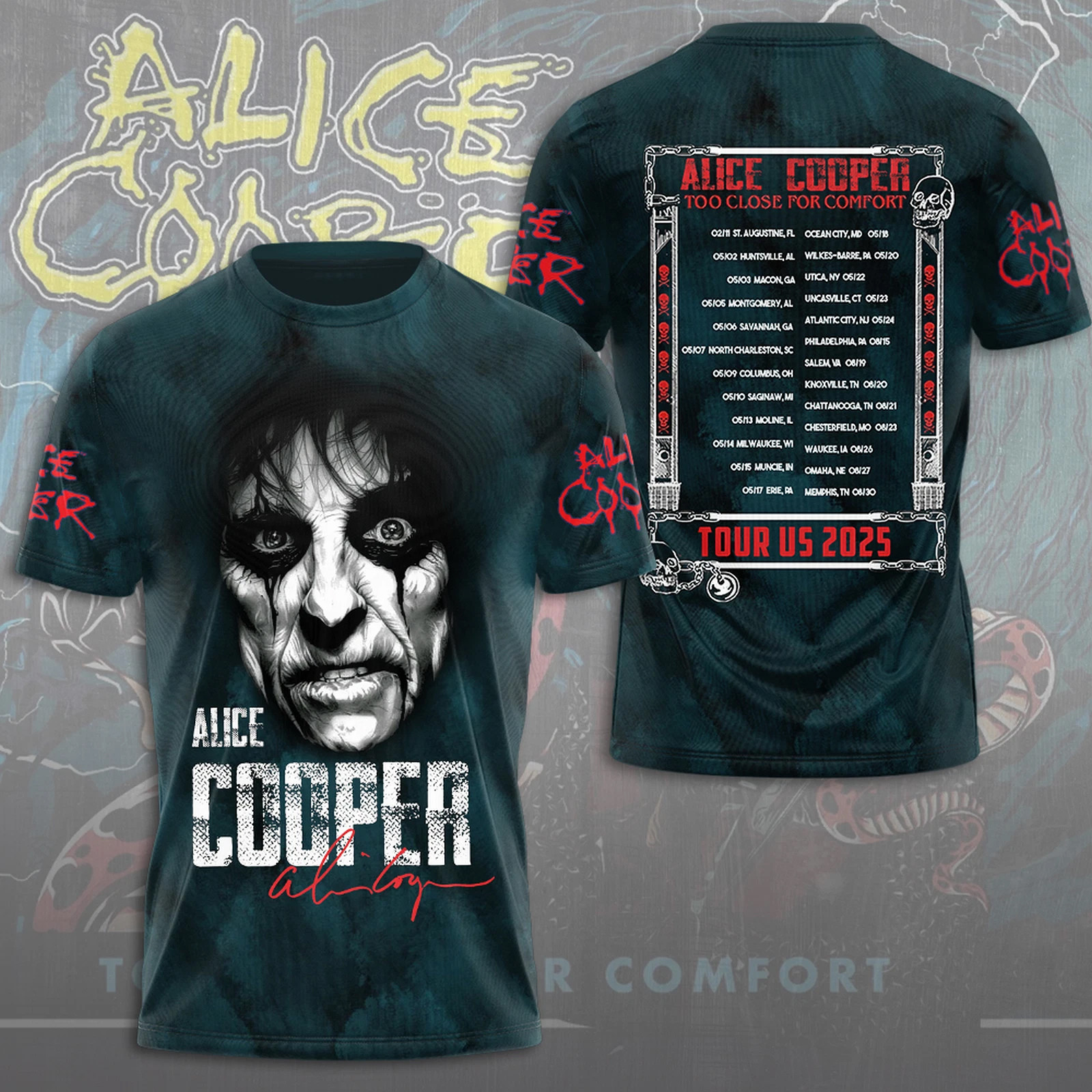 Alice Cooper 3D T-Shirt Music Related Gifts For Guys