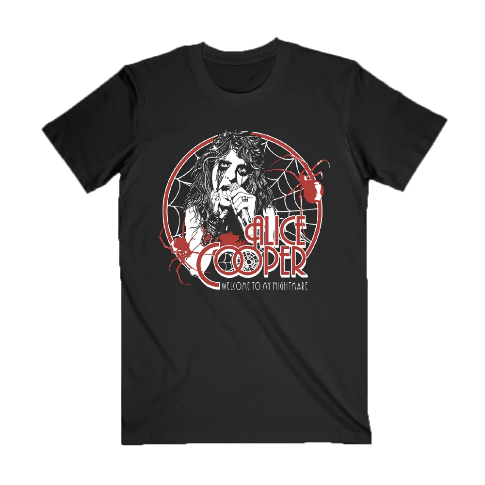 Alice Cooper Merch Welcome To My Nightmare 50th Anniversary Spider Swarm T-Shirt Fans Gifts