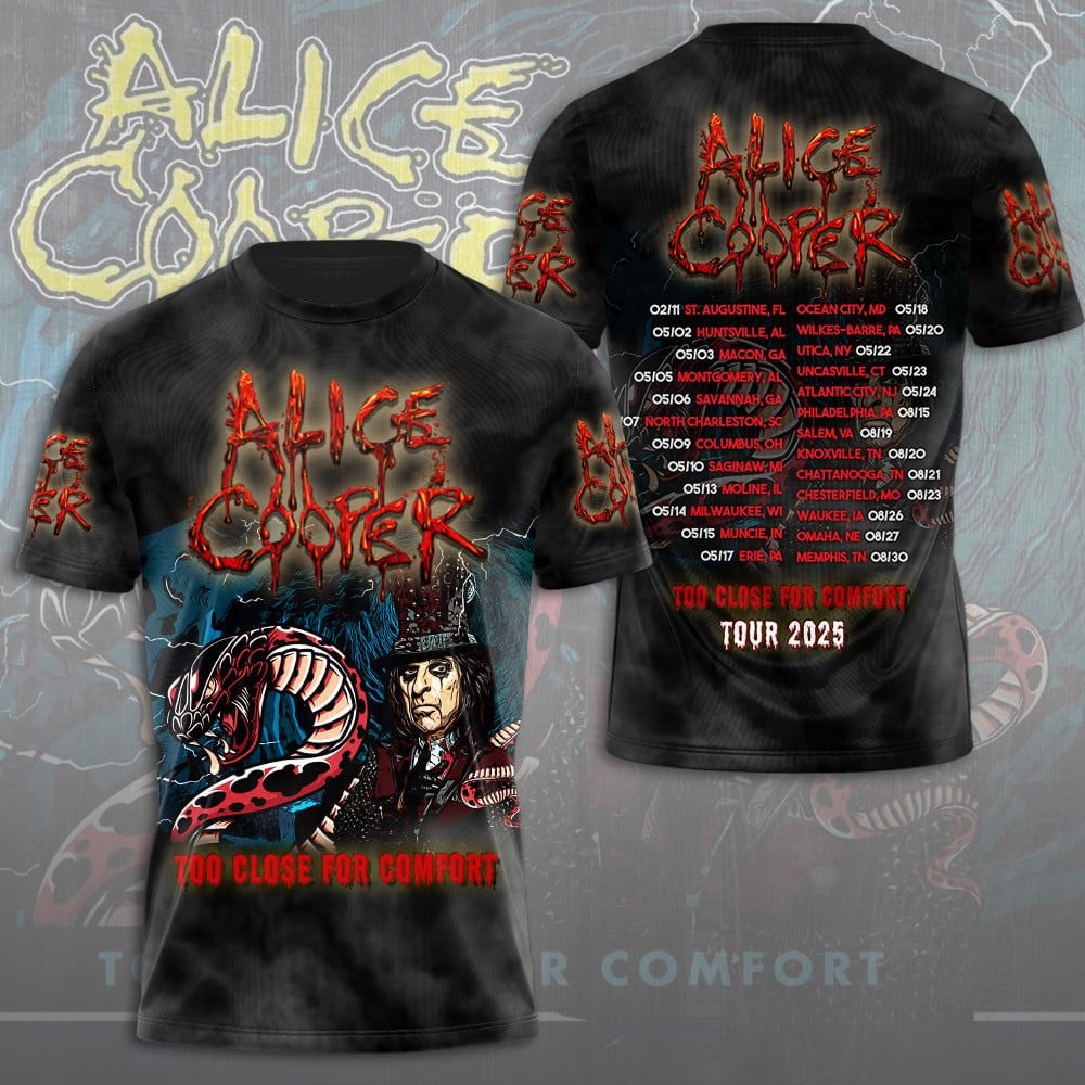 Alice Cooper Too Close For Comfort Tour 2025 T-Shirt Music Lover Gift Ideas For Him