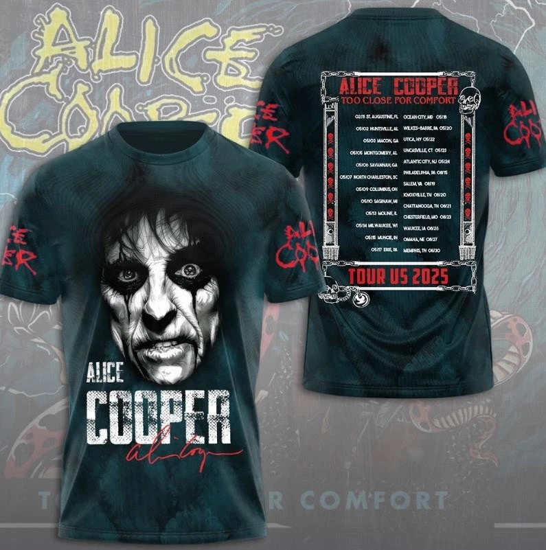 Alice Cooper Tour 2025 Too Close For Comfort T-Shirt Alice Cooper Merch Gift For Fans