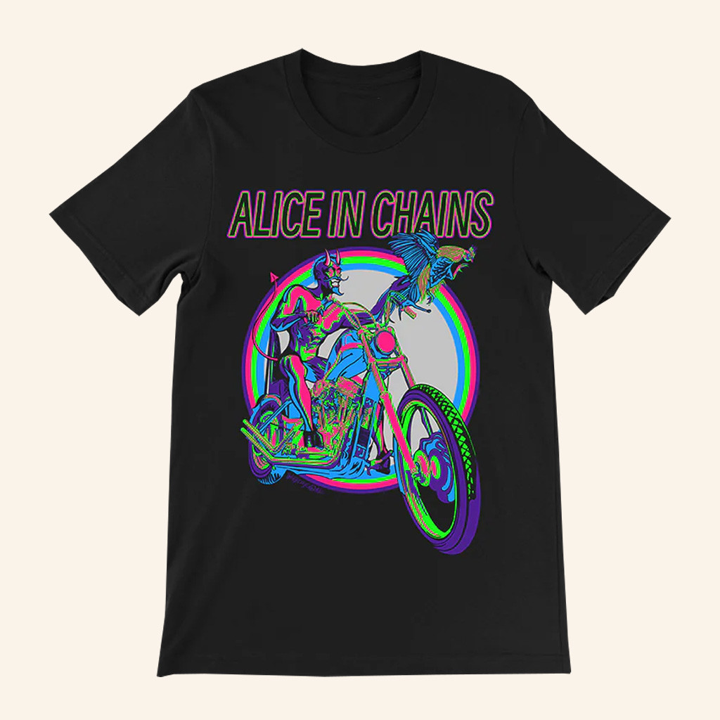 Alice In Chains Merch Devil Bike T-Shirt Christmas Gifts For Rock Lovers