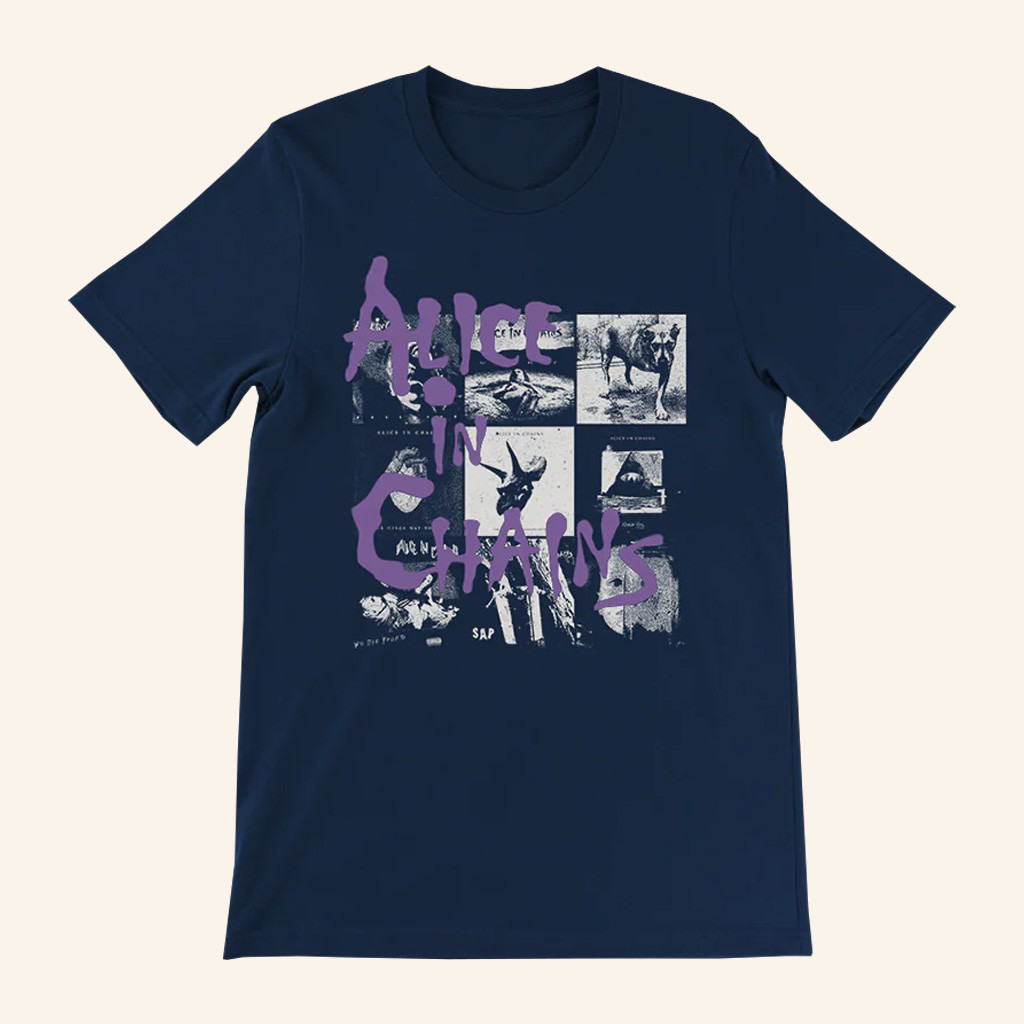 Alice In Chains Merch Navy Album Covers T-Shirt Christmas Gifts For Him