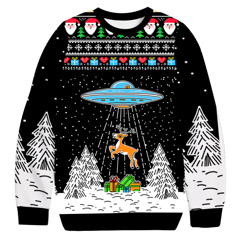 Alien Abduction Christmas Ugly Sweatshirt Holiday Joke Gift Idea