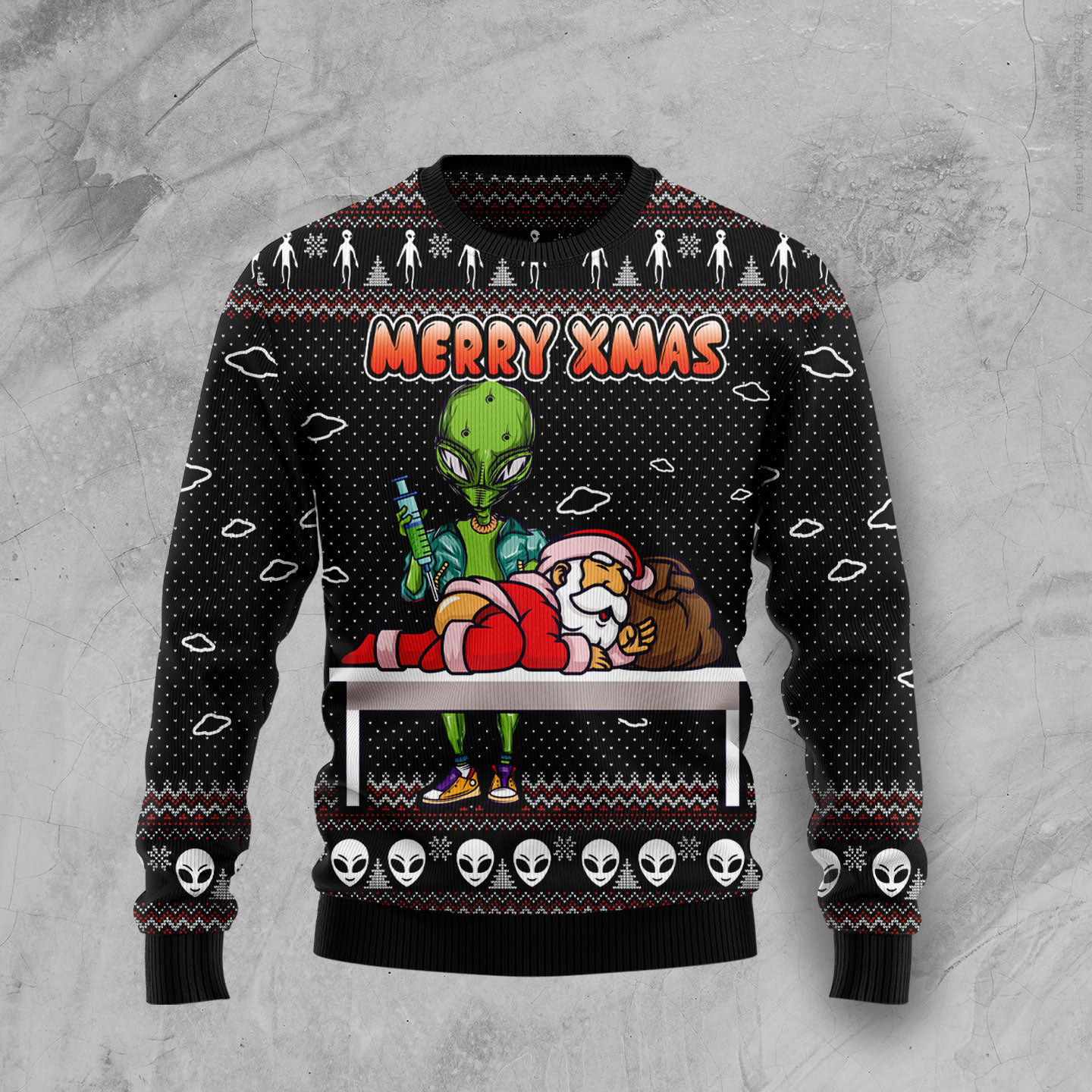Alien And Santa Claus Christmas Ugly Sweater Christmas Clothing Xmas Gifts For Him