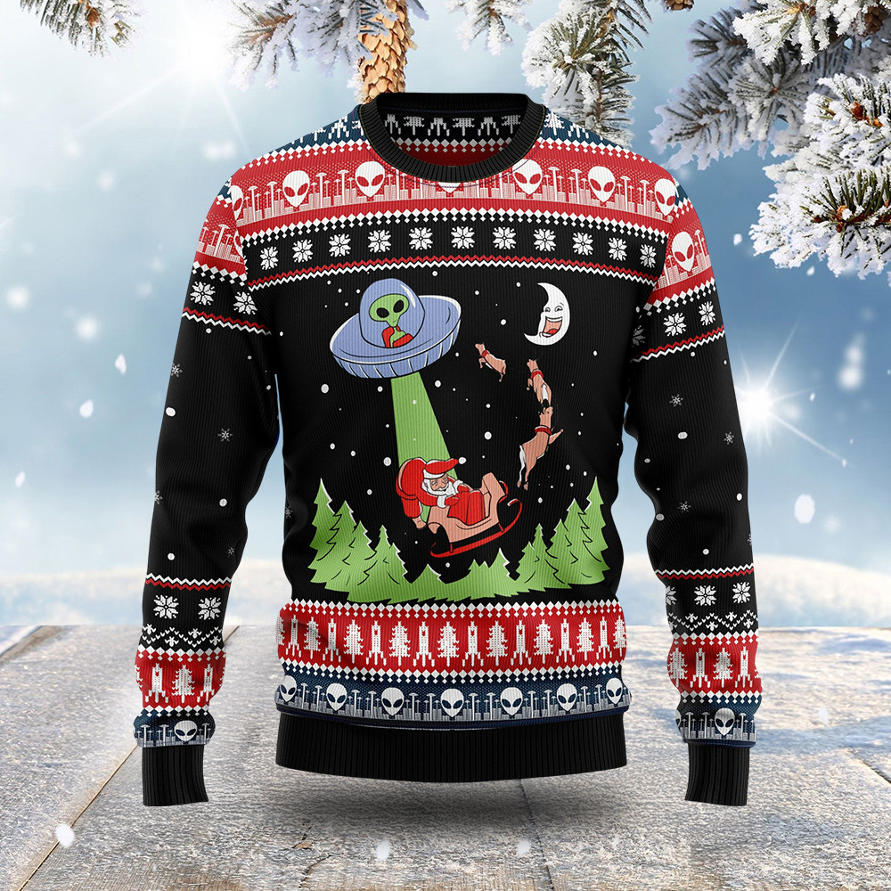 Alien And Santa Claus Ugly Christmas Sweater Christmas Outfit Xmas Gifts For Him