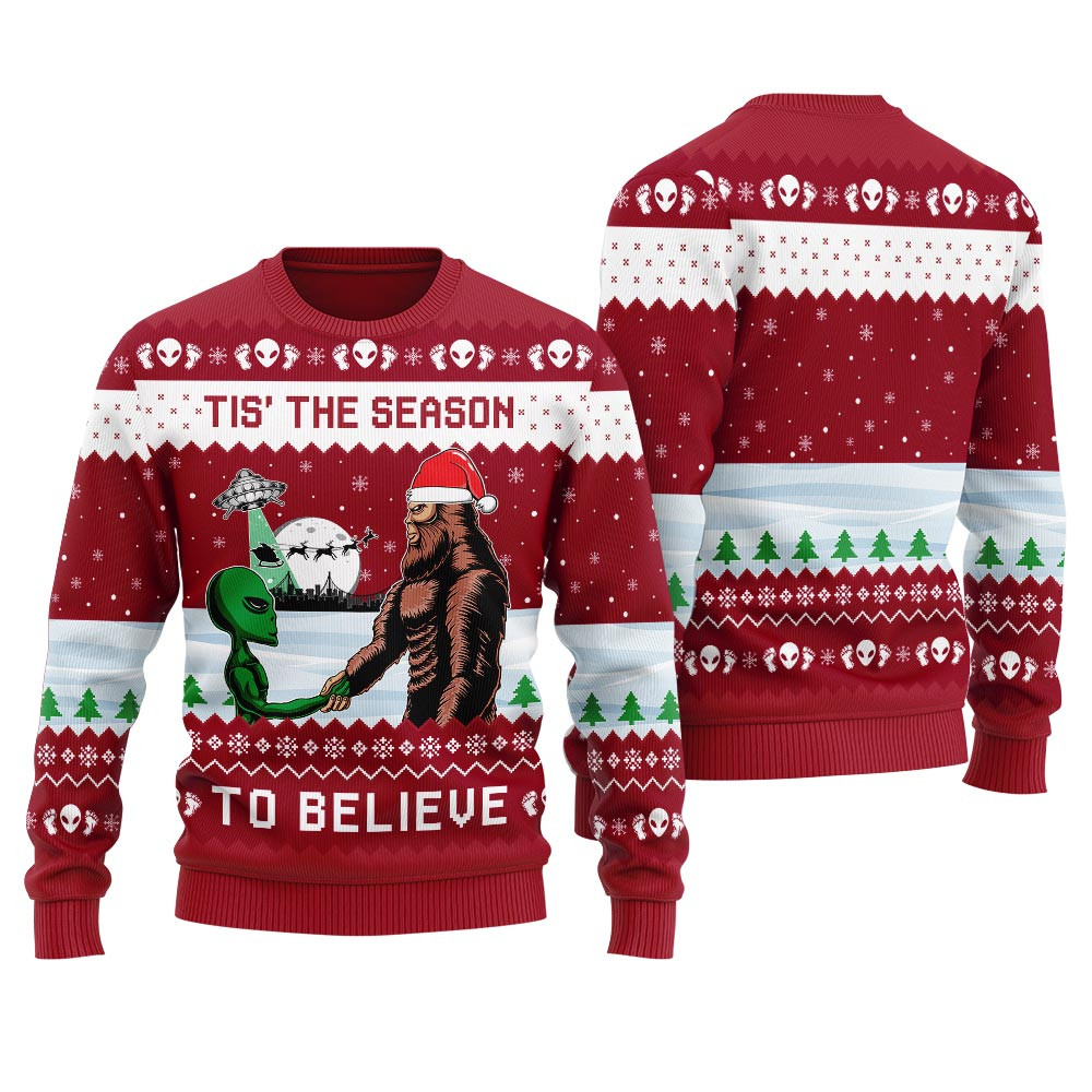 Alien Bigfoot Ugly Christmas Sweater For Women Meaningful Holiday Gift Merch to Show You Care