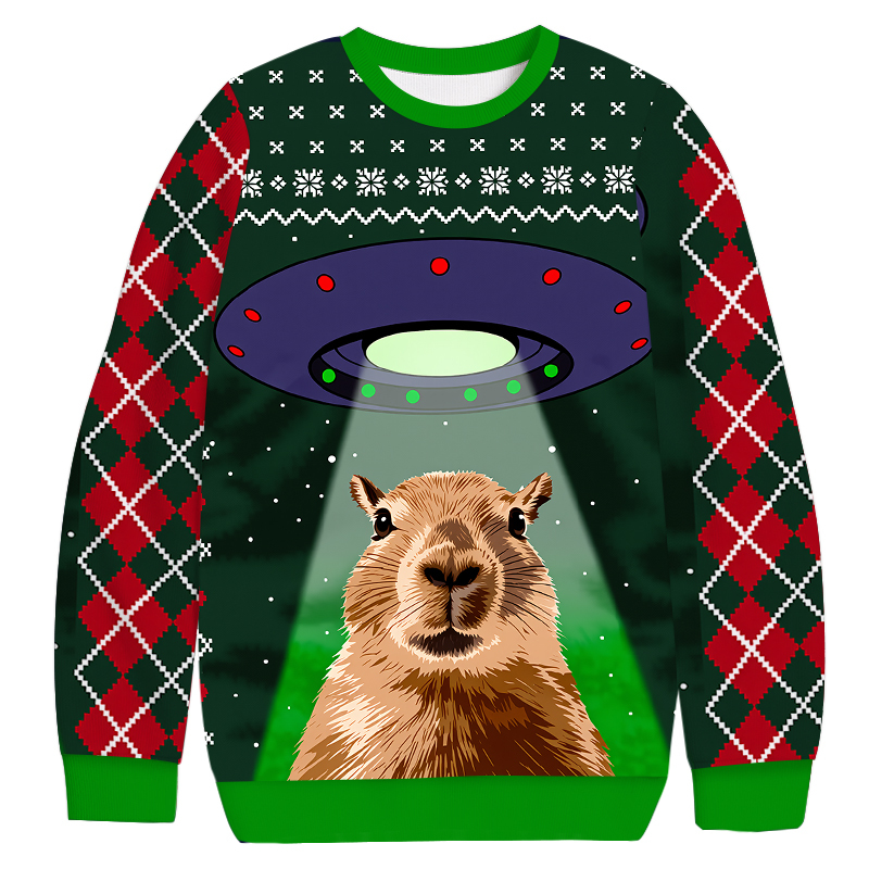 Alien Capybara Christmas Ugly Sweatshirt Funny Xmas Party Outfit Gift Ideas Alien Capybara Christmas Ugly Sweatshirt Funny Xmas Party Outfit Gift Ideas