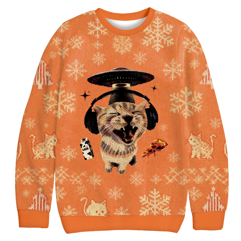 Alien Cat Meme Christmas Ugly Sweatshirt Christmas Gift For Family Alien Cat Meme Christmas Ugly Sweatshirt Christmas Gift For Family