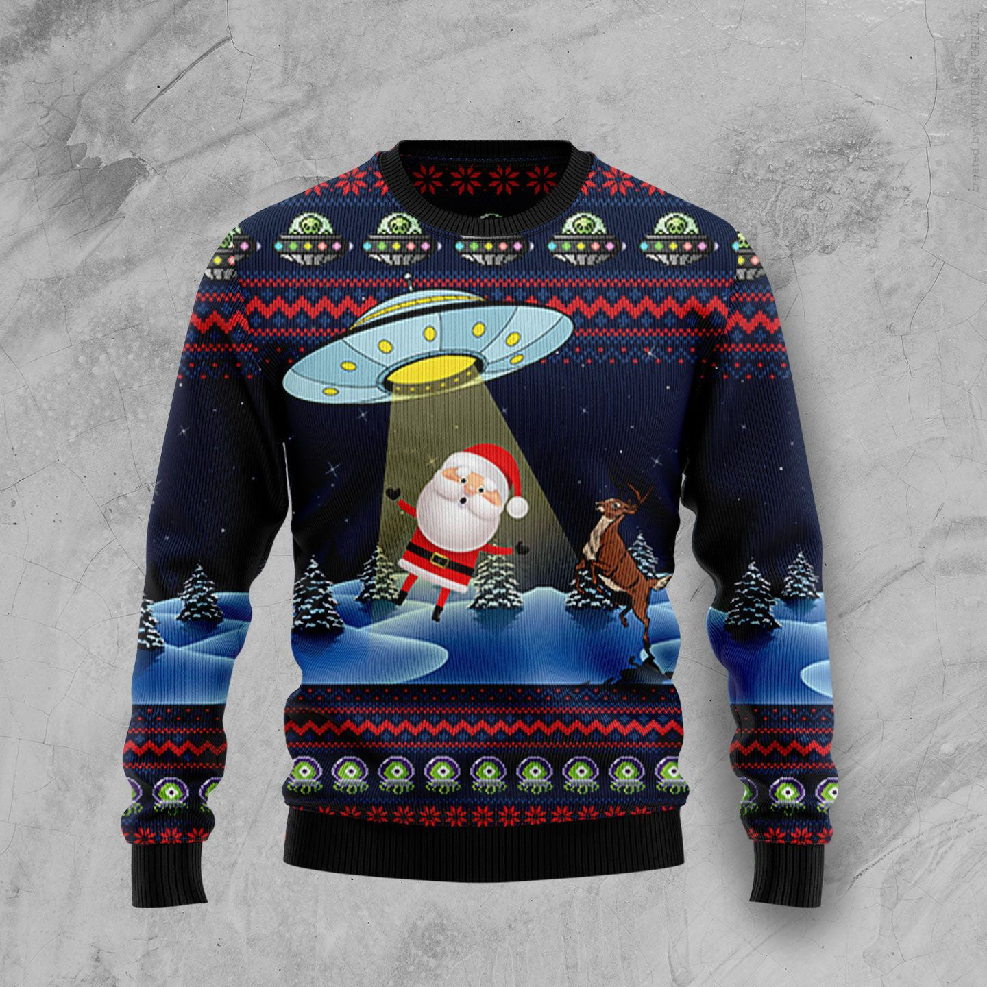 Alien Catching Santa Claus Christmas Ugly Sweater Funniest Ugly Christmas Sweater