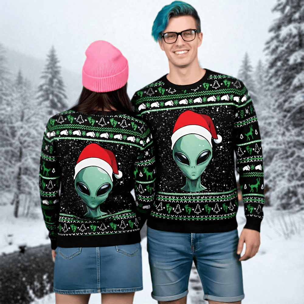 Alien Christmas Sweater Outer Space Themed Holiday Apparel Xmas Alien Lovers Gifts
