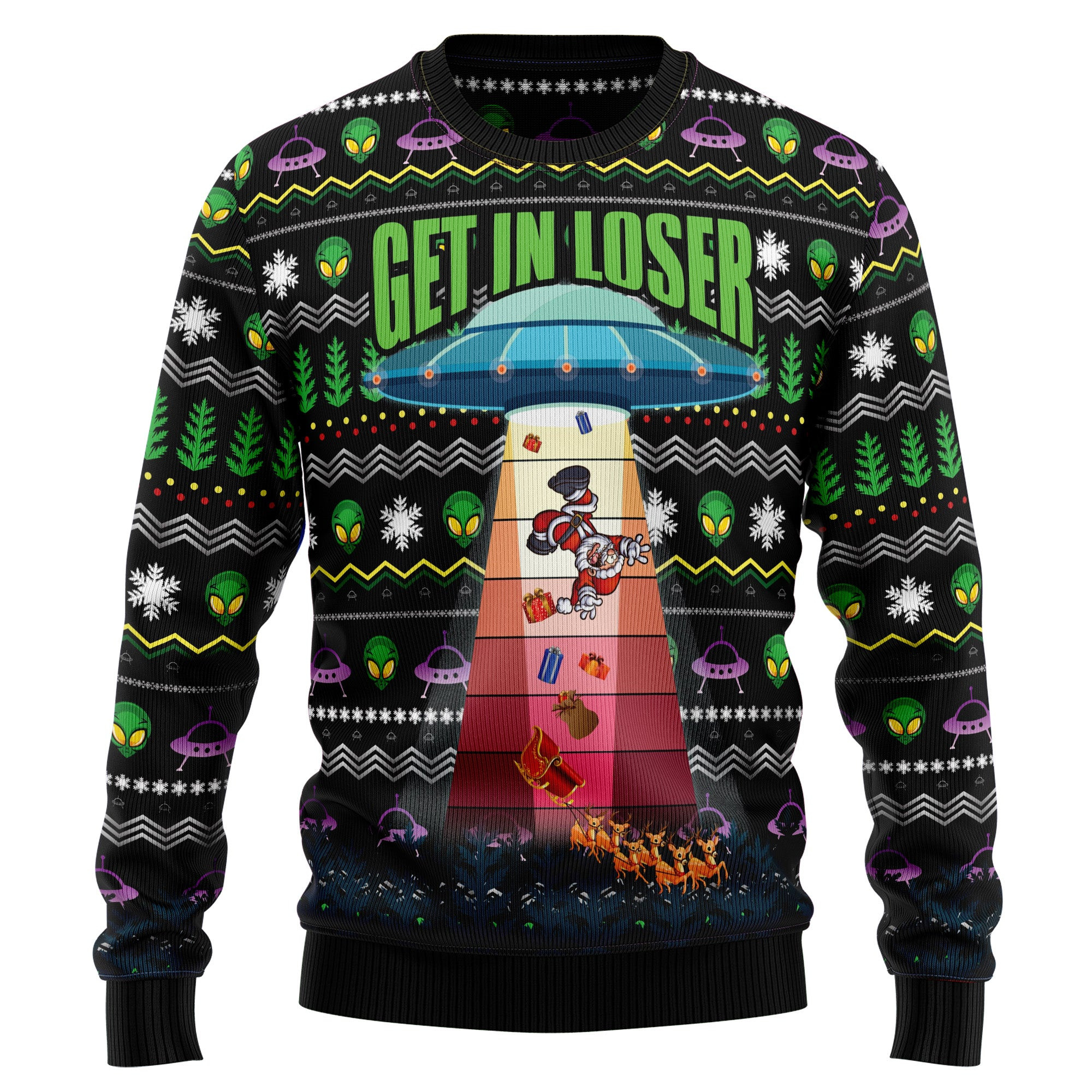Alien Get In Loser Ugly Christmas Sweater