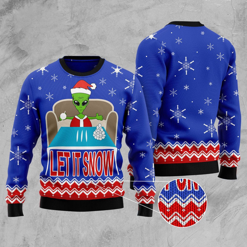 Alien Let It Snow Ugly Christmas Sweater Funny Ugly Christmas Sweater Holiday Gifts