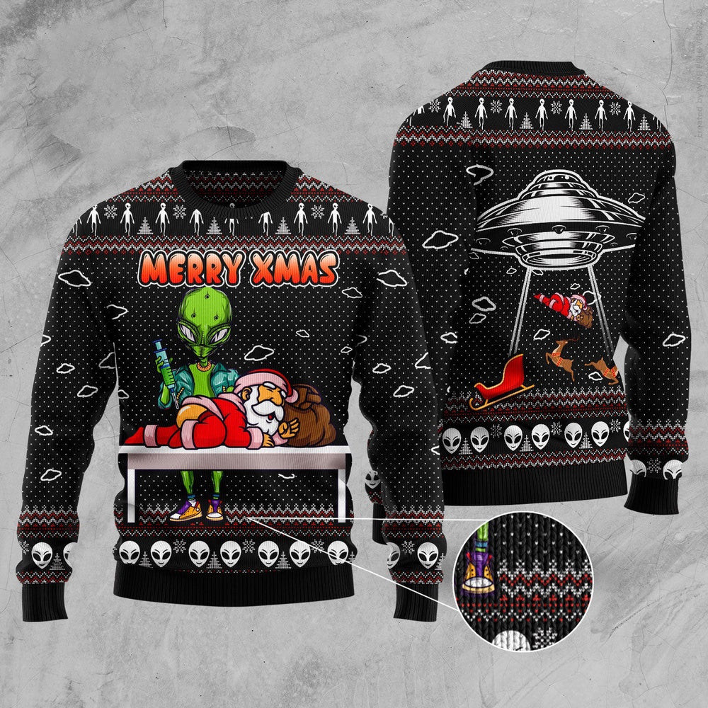 Alien Merry Xmas Ugly Christmas Sweater Funny Ugly Christmas Sweater Holiday Gifts