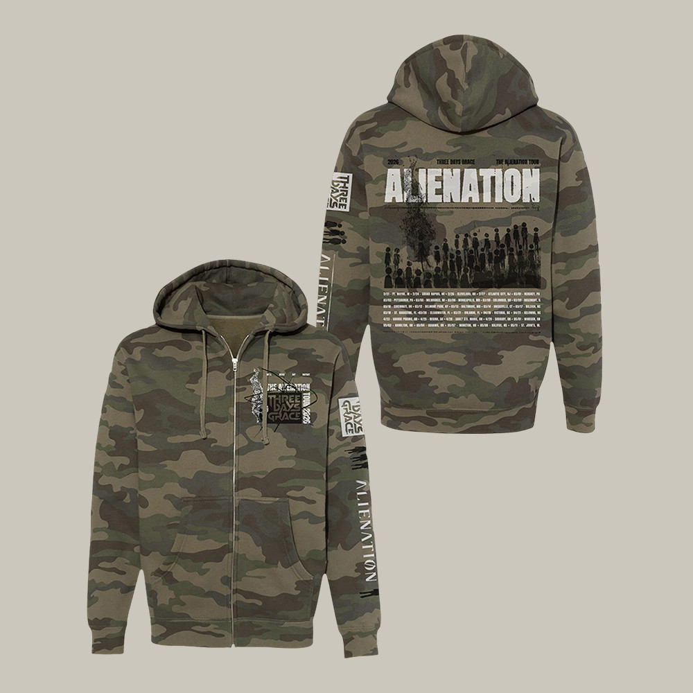 Alienation Tour Camo Zip Hoodie Three Days Grace Apparel Music Fan Gift For Him