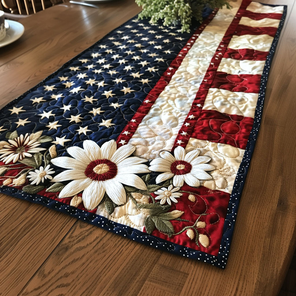 All-American Elegance Quilted Table Runner Holiday Table Runners Patriotic Gifts For Him