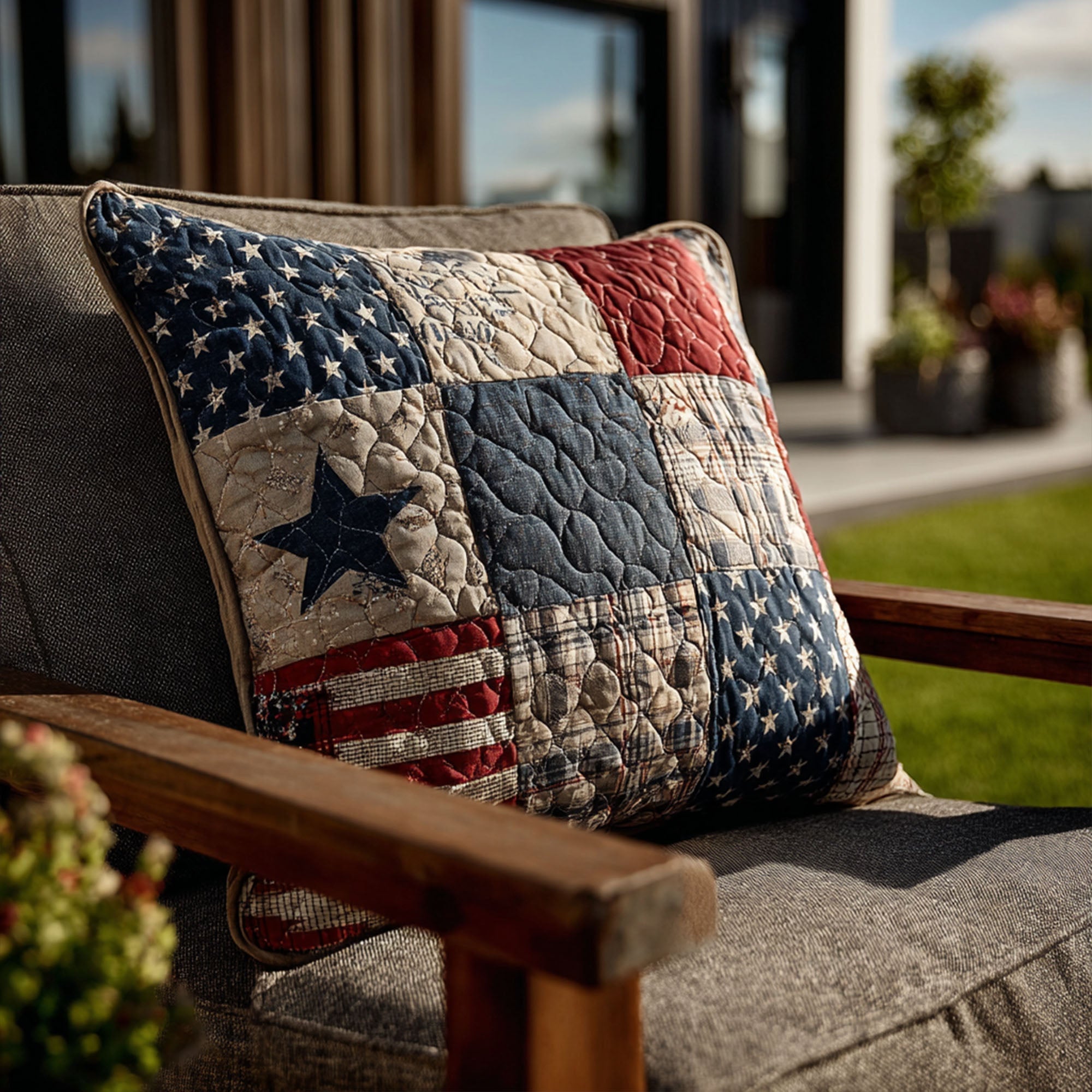 All-American Patchwork Quilted Pillow Case Throw Pillow Cases Patriotic Gift Ideas