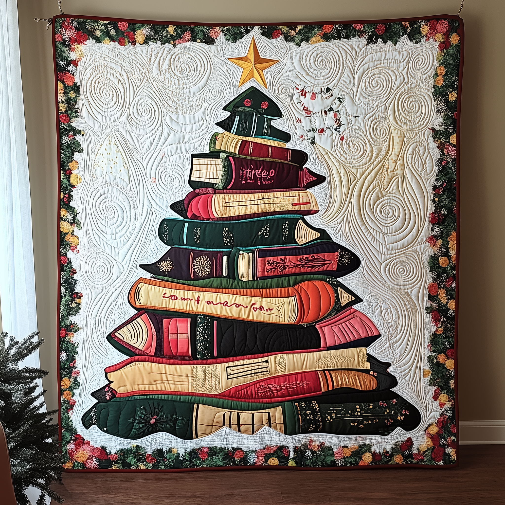 All Booked For Christmas Cozy Present Quilted Blanket Pine Tree Best Book Related Gifts