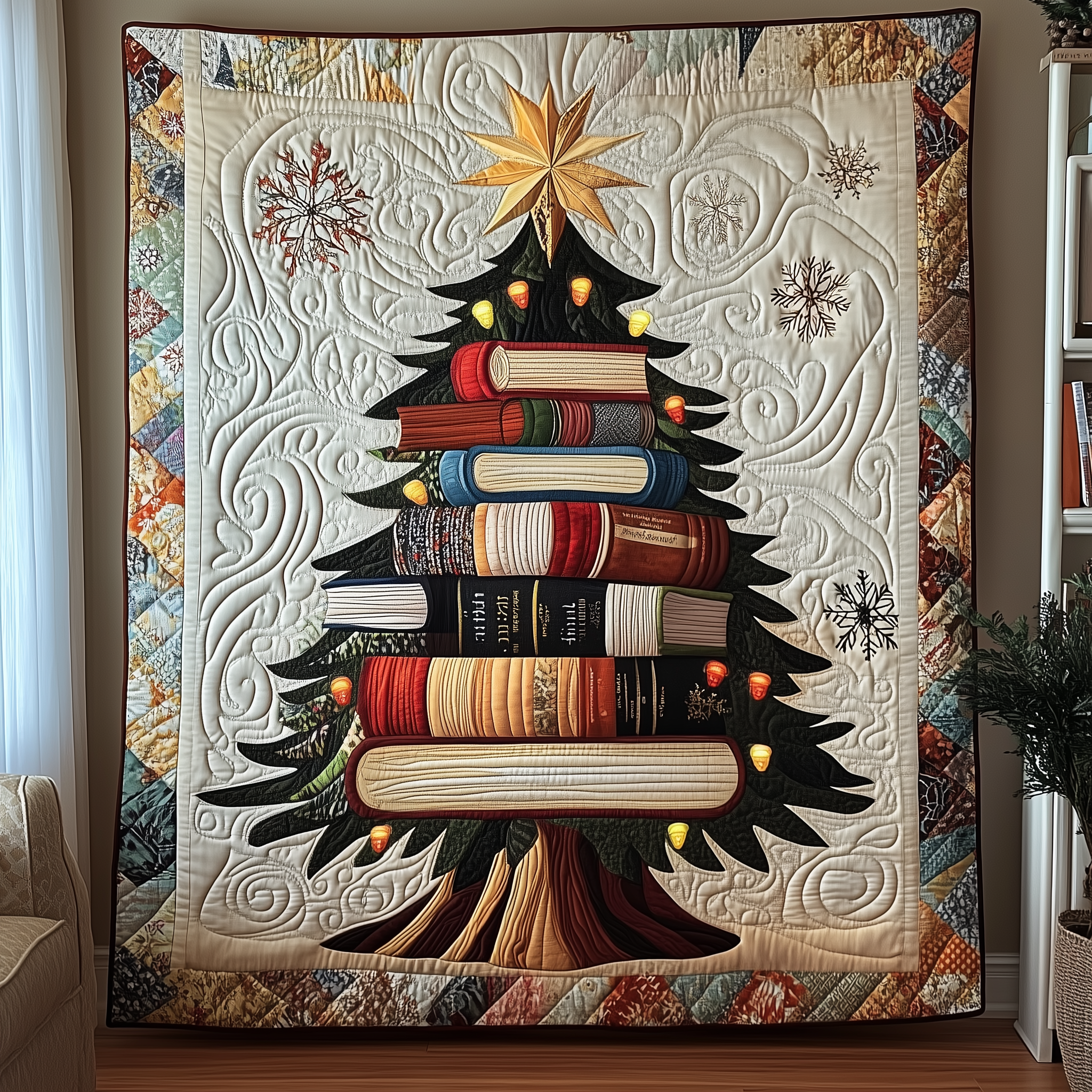 All Booked For Christmas Cozy Quilted Blanket Pine Tree Christmas Presents For Book Lovers