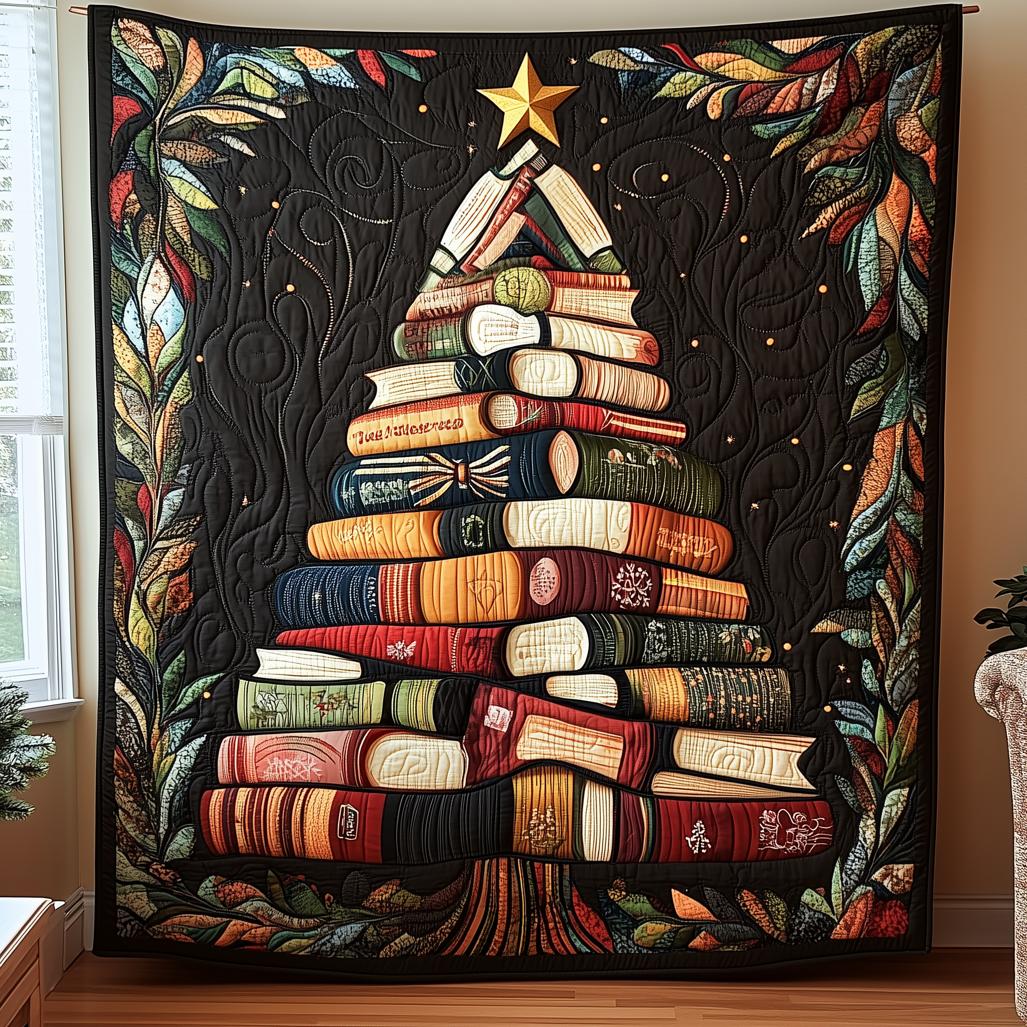 All Booked For Christmas Seasonal Quilted Blanket Christmas Tree Christmas Presents For Book Lovers