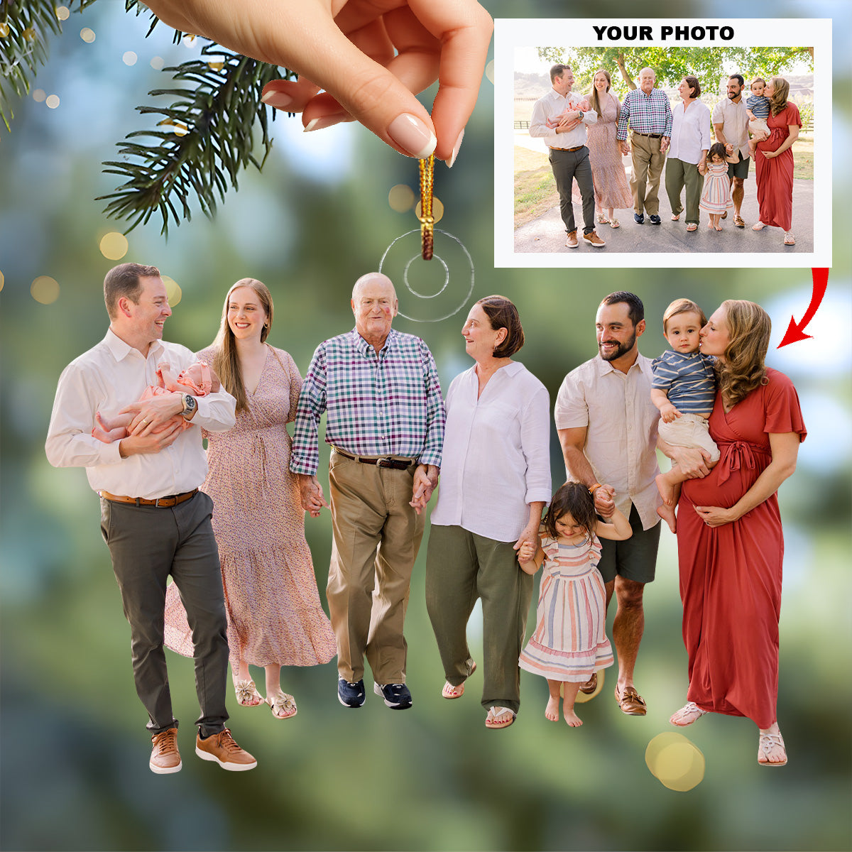 All Family United Personalized Photo Mica Ornament Christmas Gift For Family Members