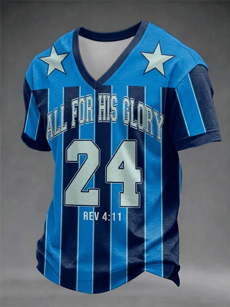 All For His Glory V-Neck Shirt Men's Jesus Apparel Gift For Your Fathers