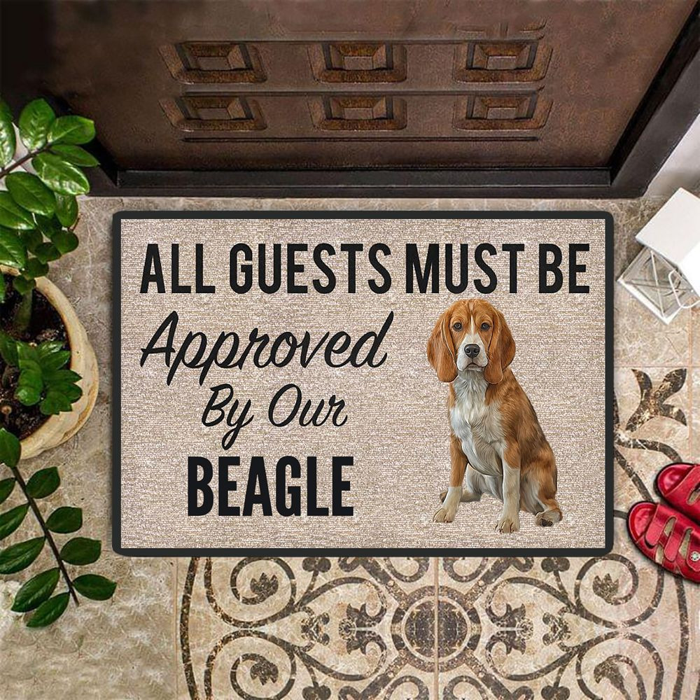 All Guests Must Be Approved By Our Beagle Doormat Funny Dog Welcome Mats Gifts For Beagle Lovers