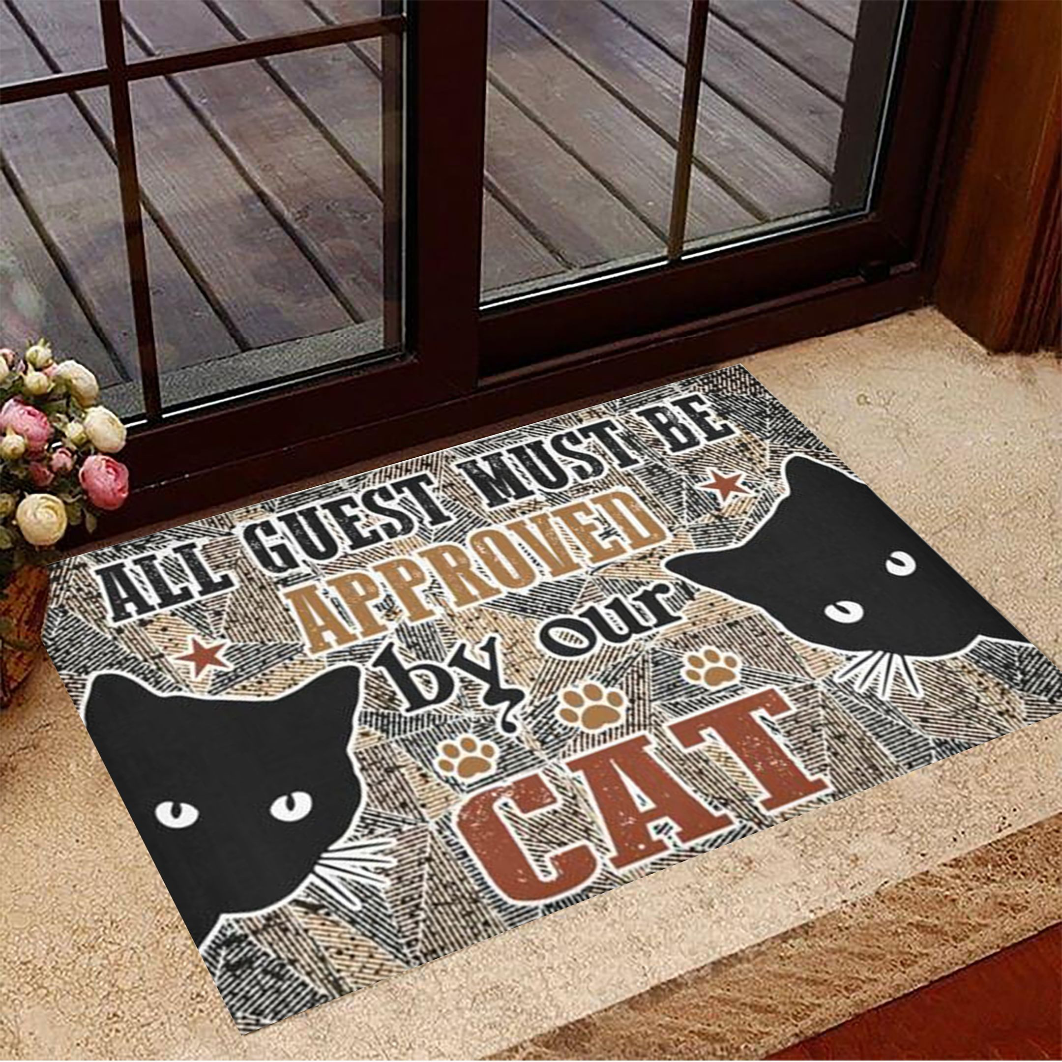 All Guests Must Be Approved By Our Cat Doormat Funny Cat Doormat Home Decor
