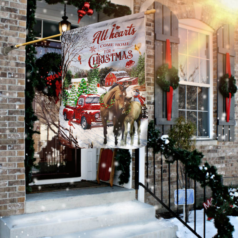All Hearts Come Home For Christmas Horse Flag