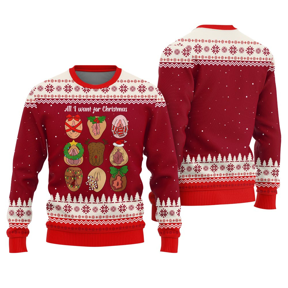All I Want For Christmas Funny Christmas Sweaters For Adults Casual Winter Sweatshirt for Daily Comfort