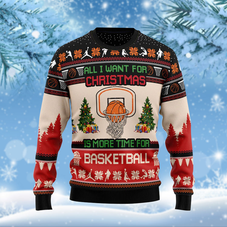 All I Want For Christmas Is Basketball Ugly Christmas Sweater Gifts For Basketball Player
