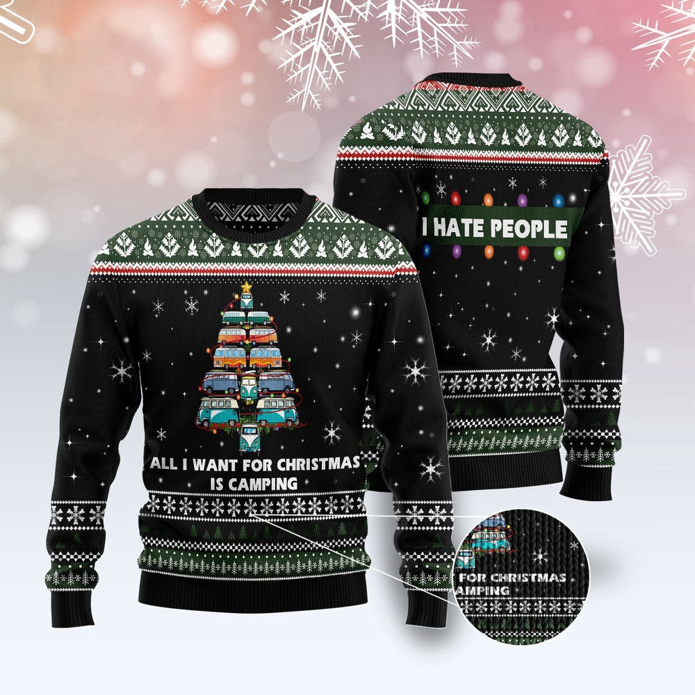 All I Want For Christmas Is Camping Ugly Christmas Sweater Funny Ugly Christmas Sweater