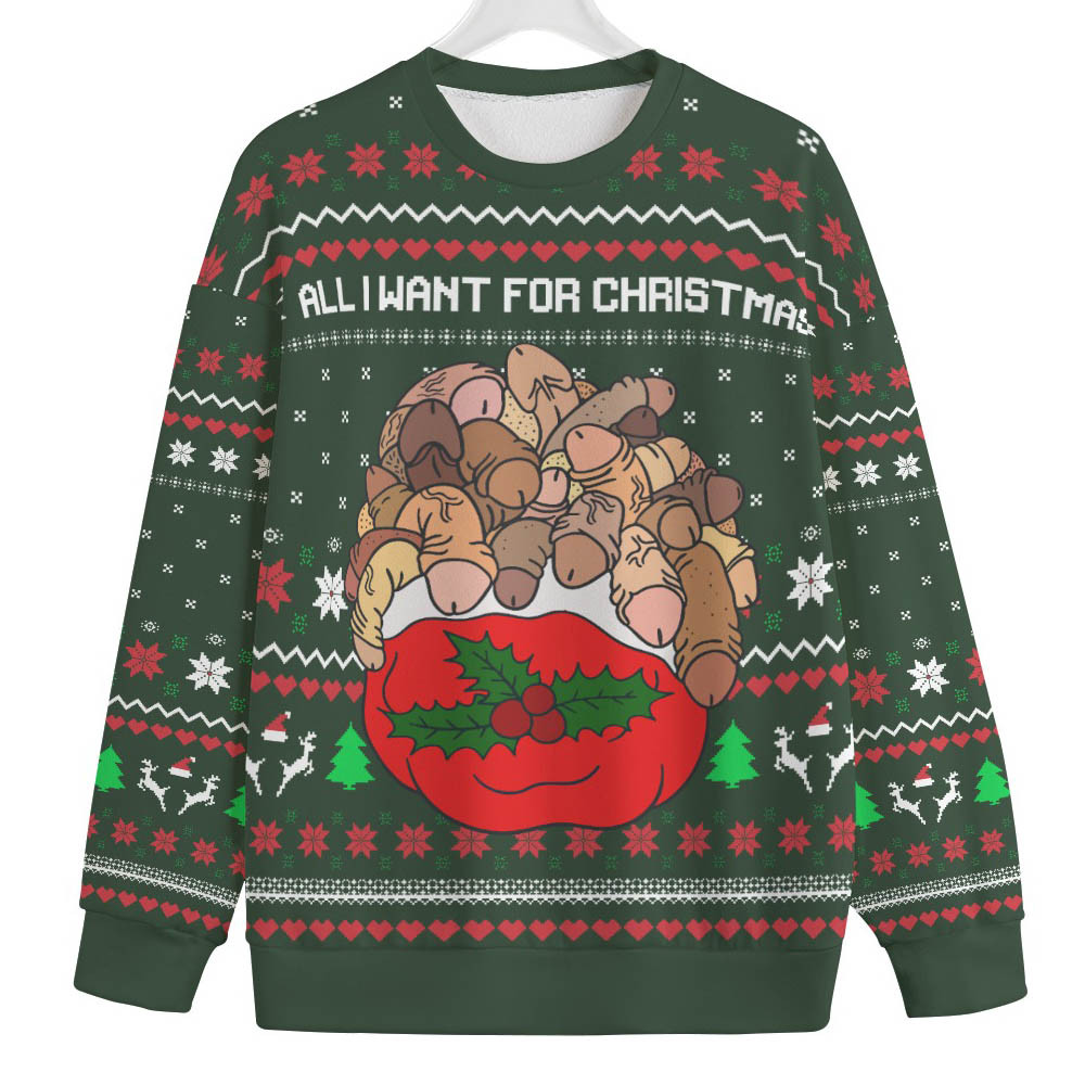 All I Want For Christmas Is Dirty Plus Size Womens Ugly Christmas Sweater Comfortable Holiday Sweater for Chilly Nights