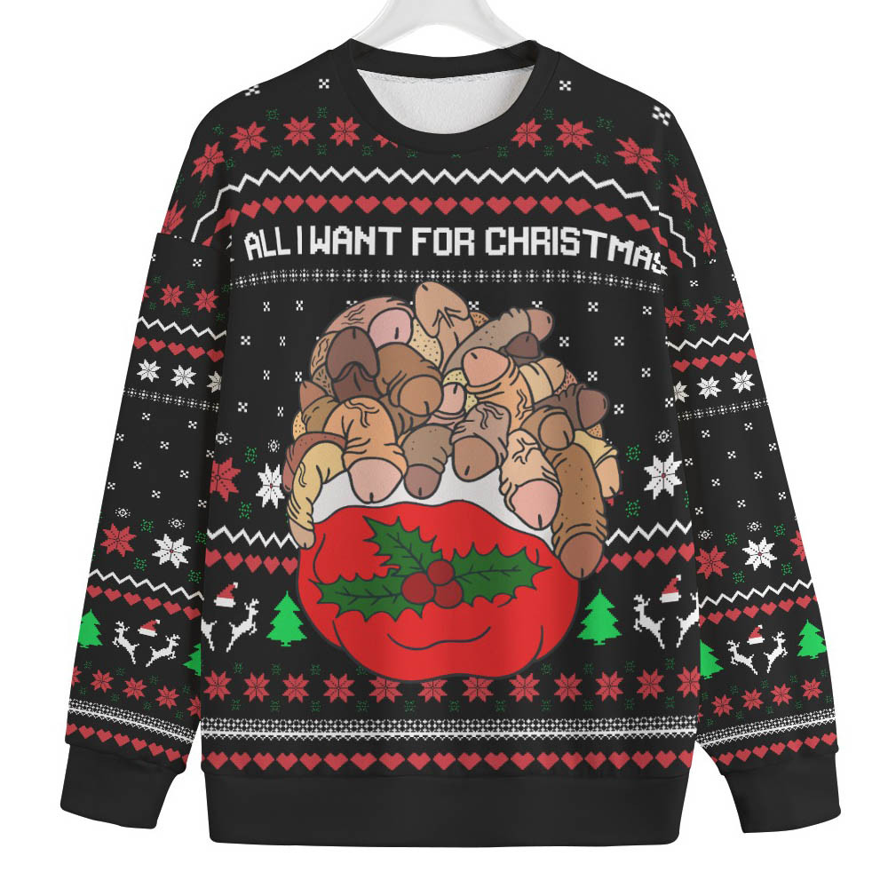 All I Want For Christmas Is Naughty Big And Tall Ugly Christmas Sweater Perfect Gift Sweater for Friends and Family