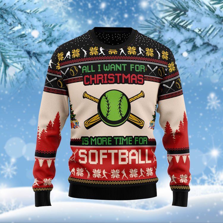 All I Want For Christmas Is Softball Ugly Christmas Sweater Gifts For Softball Player