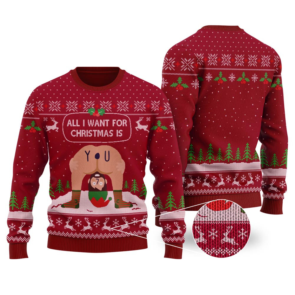 All I Want For Christmas Is You Cardinal Red Ugly Christmas Sweater Lovely Christmas Sweater Gift for Mom or Grandma