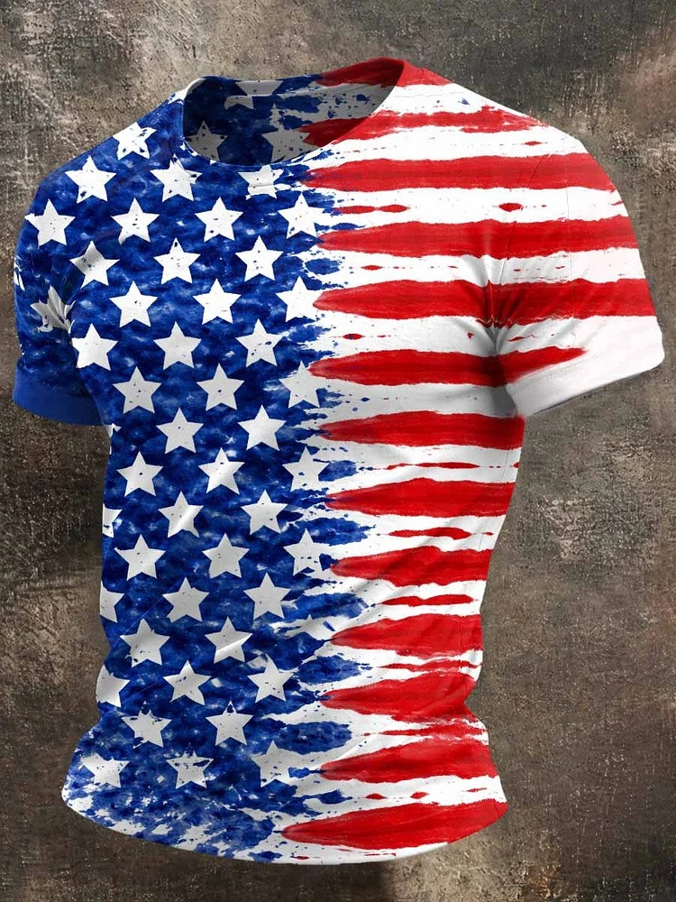 All Over American Flag T-Shirt Men Patriotic Graphic Tees 250th Anniversary Fan Gear Gift
