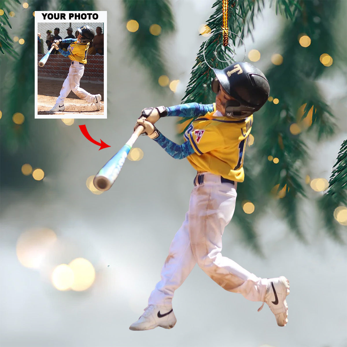 All Star Cheer Personalized Photo Mica Ornament Gift For Baseball Lovers Family Member