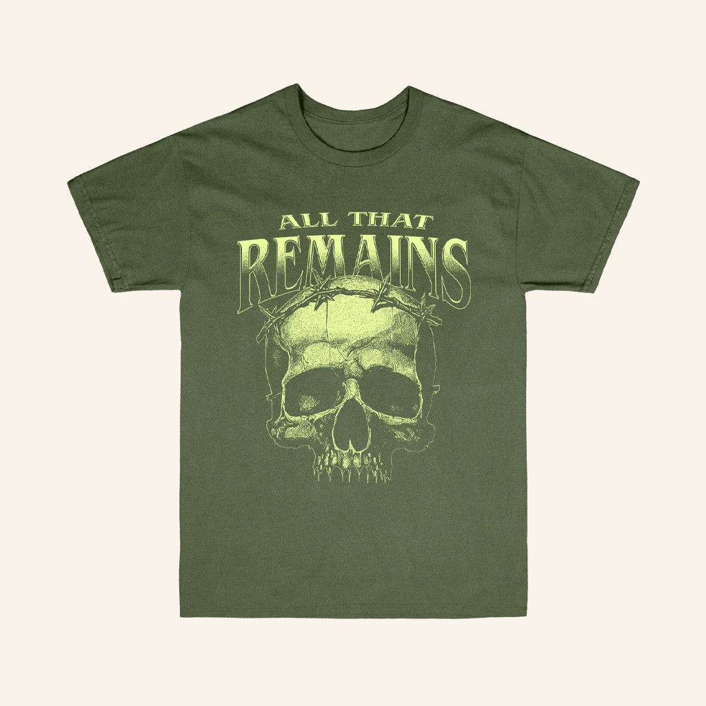 All That Remains Merch Barbed Wire Skull T-Shirt Christmas Gift Ideas For Him