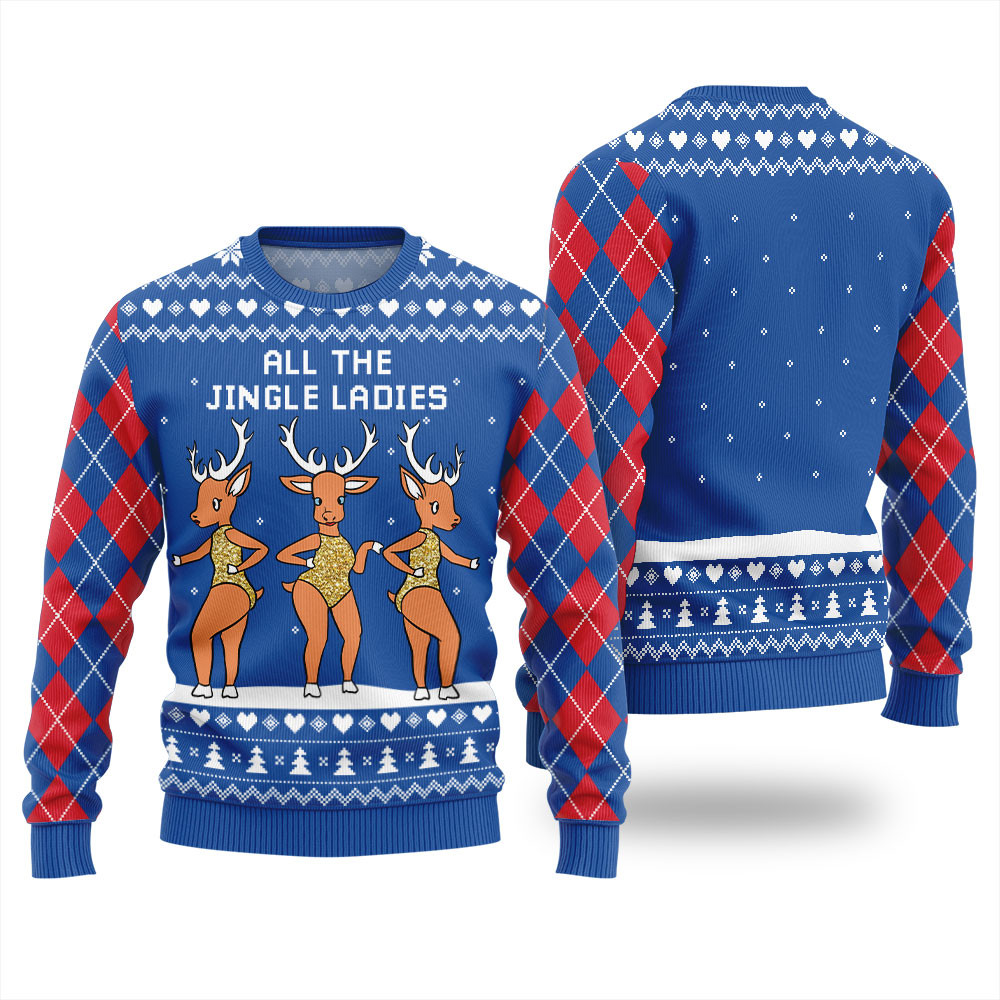 All The Jingle Ladies Reindeer Christmas Sweater Cute Christmas Sweatshirt for Holiday Spirit