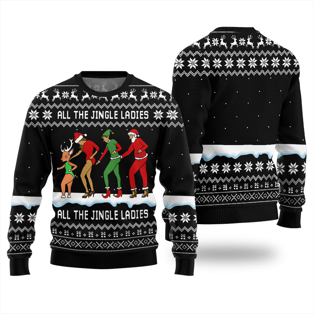 All The Jingle Ladies Santa Squad Ugly Xmas Sweater Lovely Merch Gift for Cozy Winter Nights